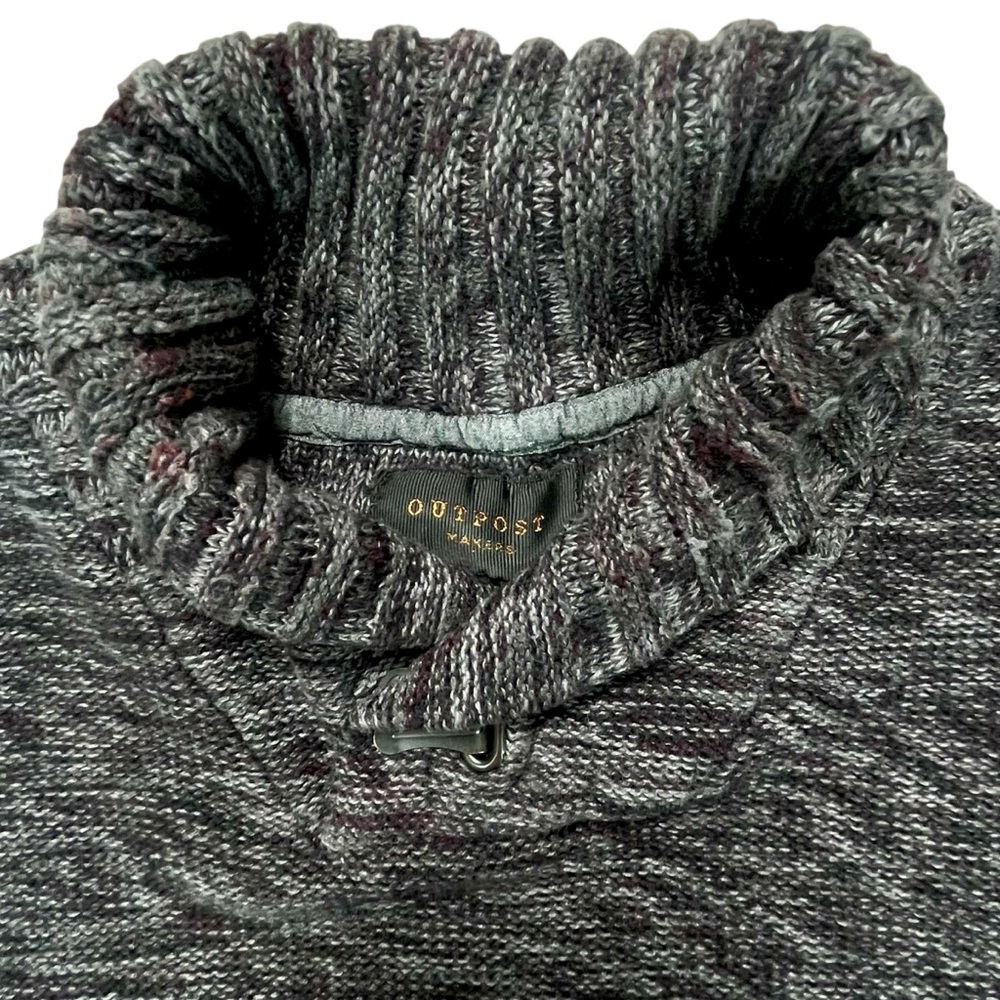 Outpost Men’s Large Marled Gray Shawl Collar Knit Sweater Toggle Pullover - Picture 3 of 9